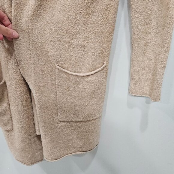 Barefoot Dreams Ivory Cardigan Sweater Pocket Plush Teddy Longline Cream Size XS - Picture 6 of 10